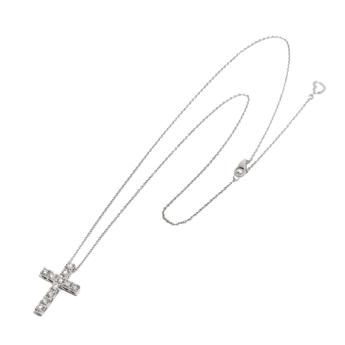 Cross Motif Diamond 0.70ct Necklace 18K White Gold 750