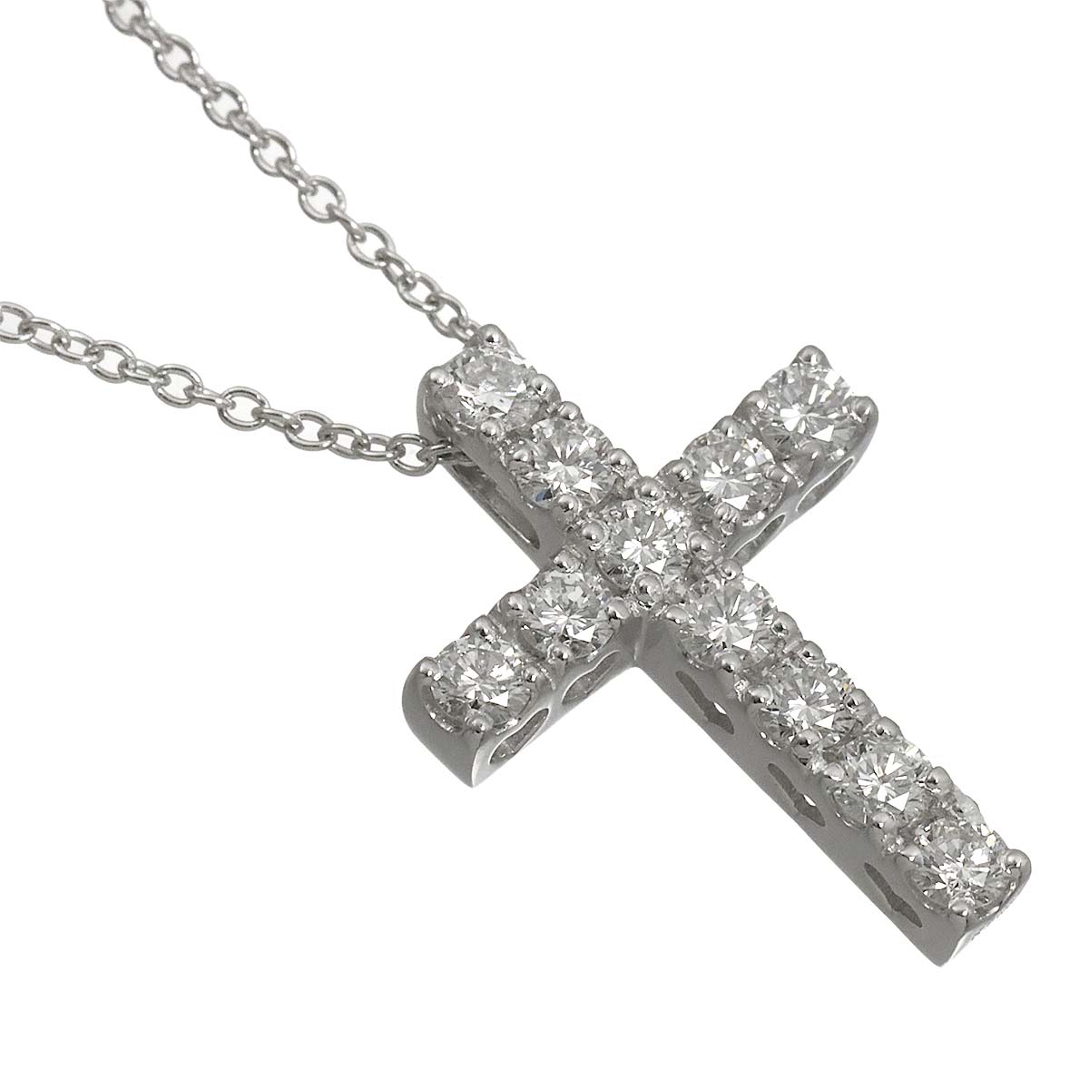 Cross Motif Diamond 0.70ct Necklace 18K White Gold 750