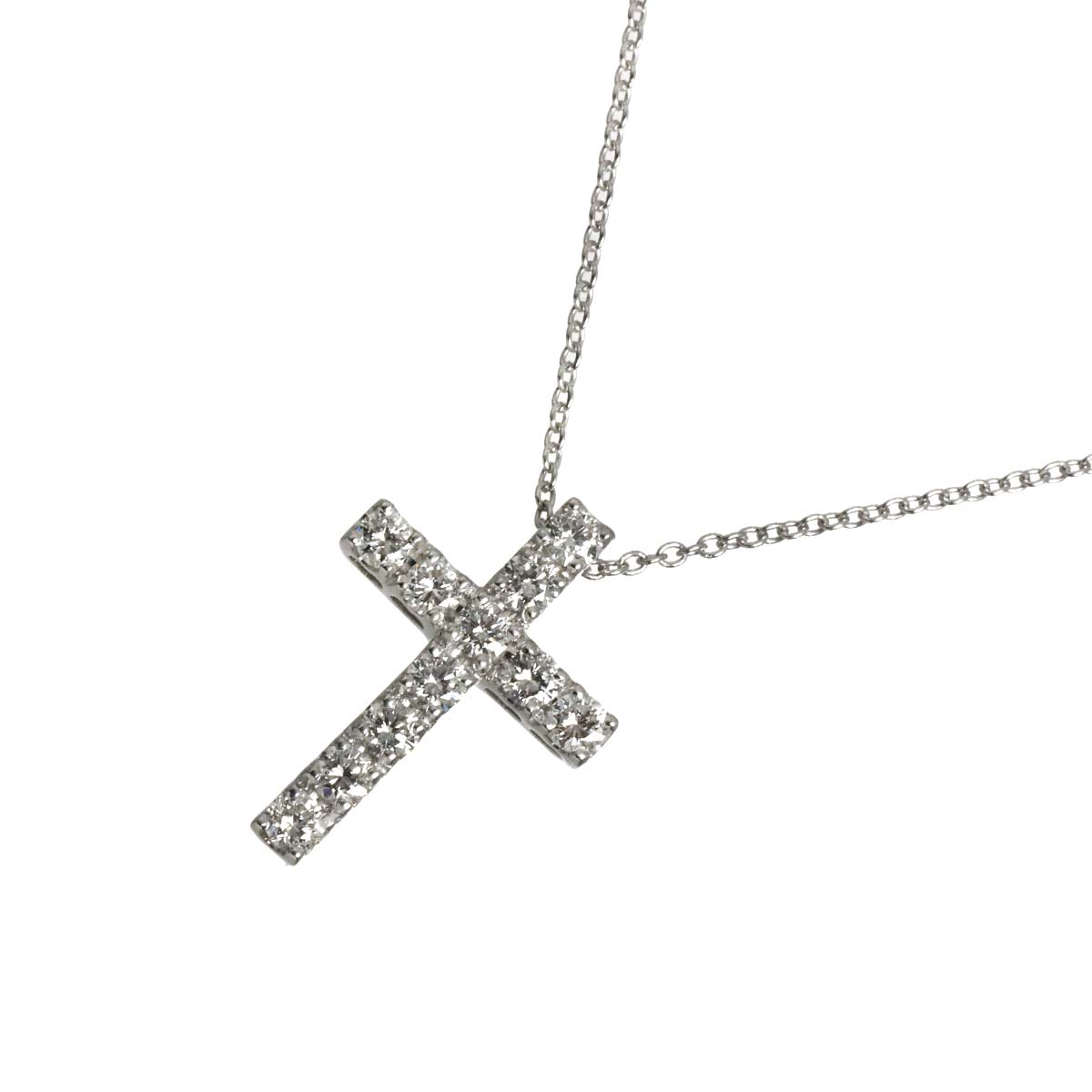 Cross Motif Diamond 0.70ct Necklace 18K White Gold 750
