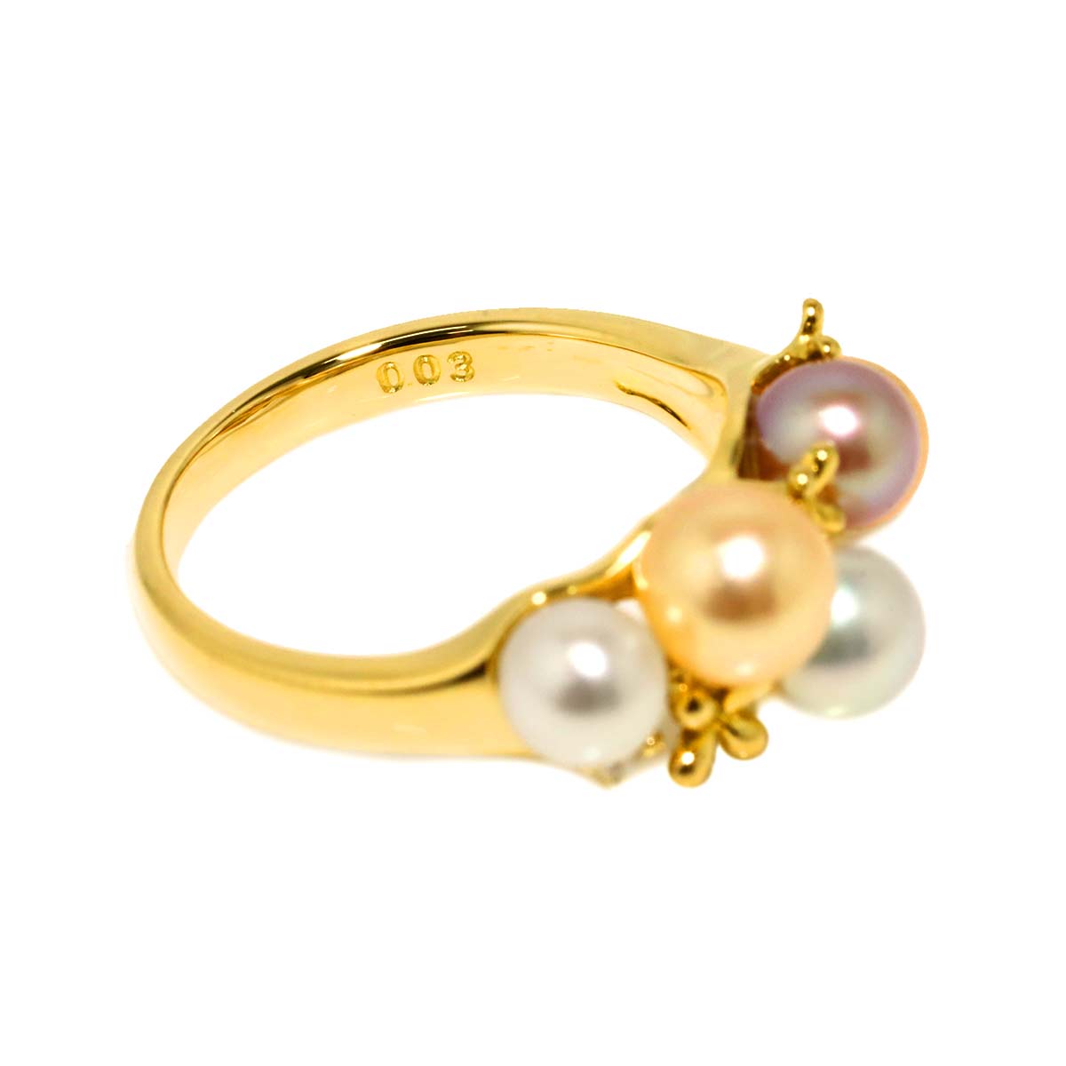 Freshwater Pearl 5.5-4.7mm Diamond 0.03ct Ring 18K 750 5.25(US)