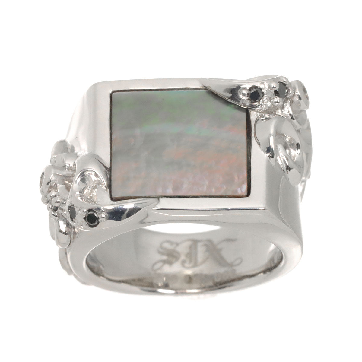 MOP Diamond 0.08ct/0.02ct Ring 18K White Gold 750 size4.75-5(US)