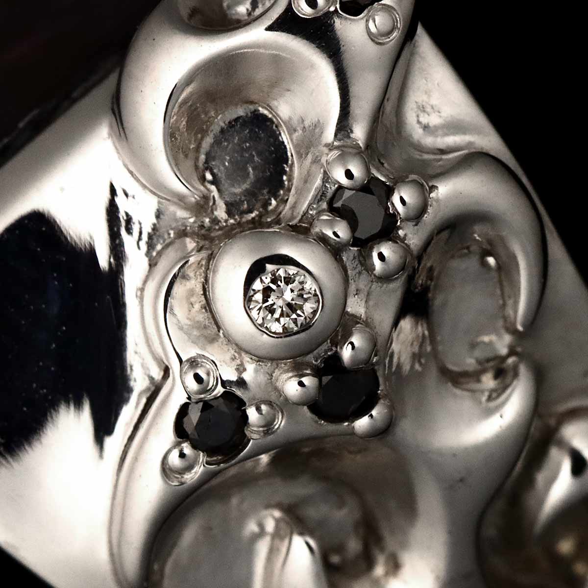 MOP Diamond 0.08ct/0.02ct Ring 18K White Gold 750 size4.75-5(US)