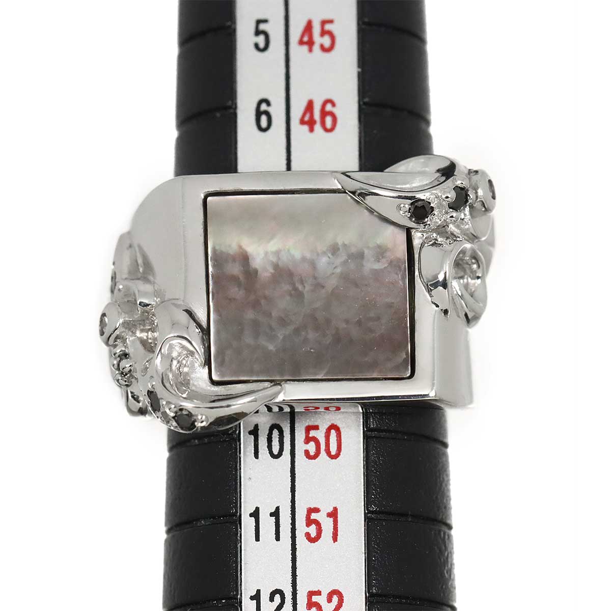 MOP Diamond 0.08ct/0.02ct Ring 18K White Gold 750 size4.75-5(US)