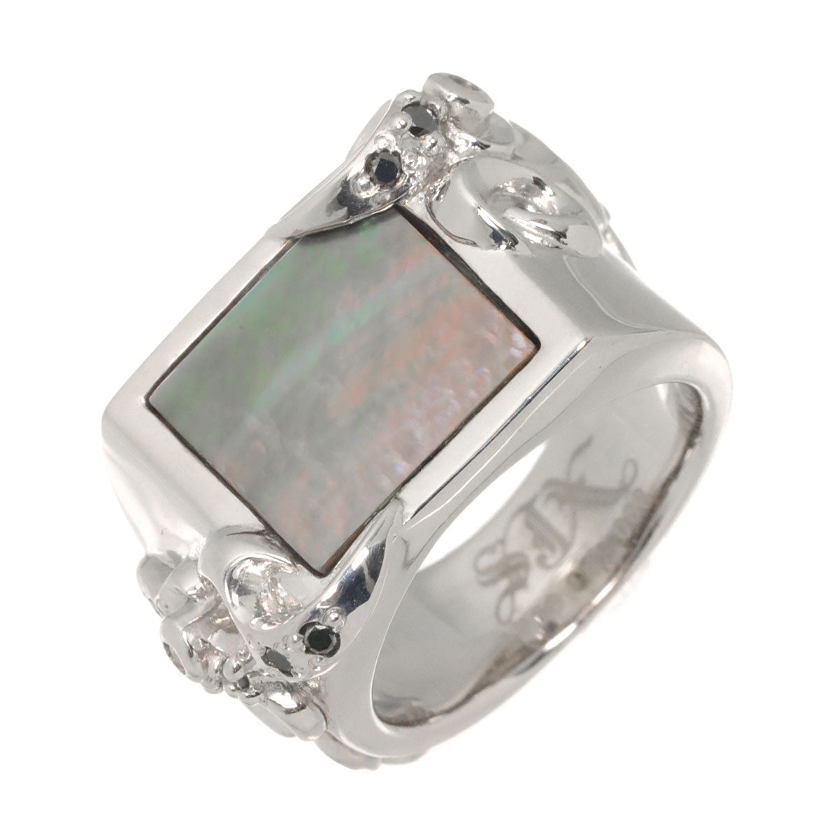 MOP Diamond 0.08ct/0.02ct Ring 18K White Gold 750 size4.75-5(US)