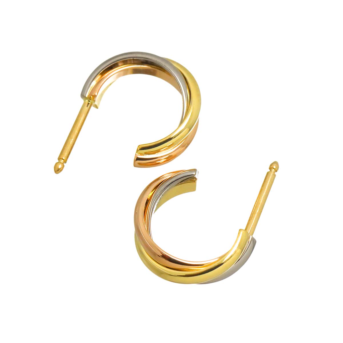 Trinity Earrings Pierced 18K YG WG PG 750