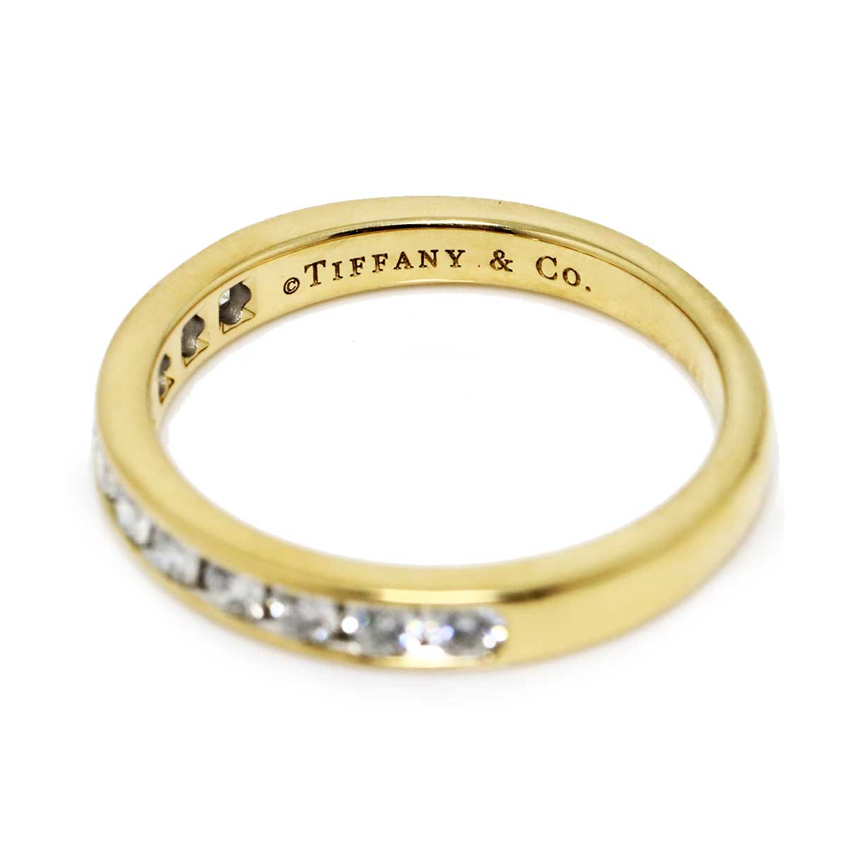 Half Diamond Ring 18K YG 750 size6(US)