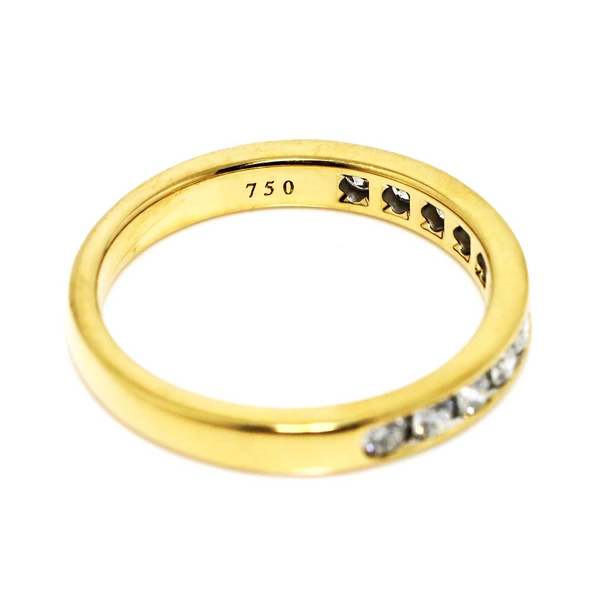 Half Diamond Ring 18K YG 750 size6(US)