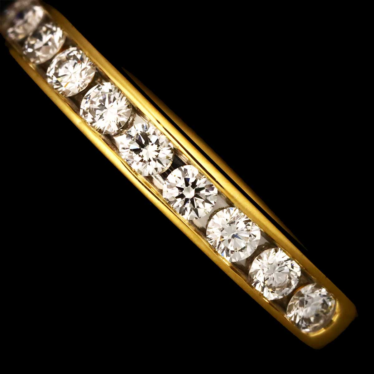 Half Diamond Ring 18K YG 750 size6(US)