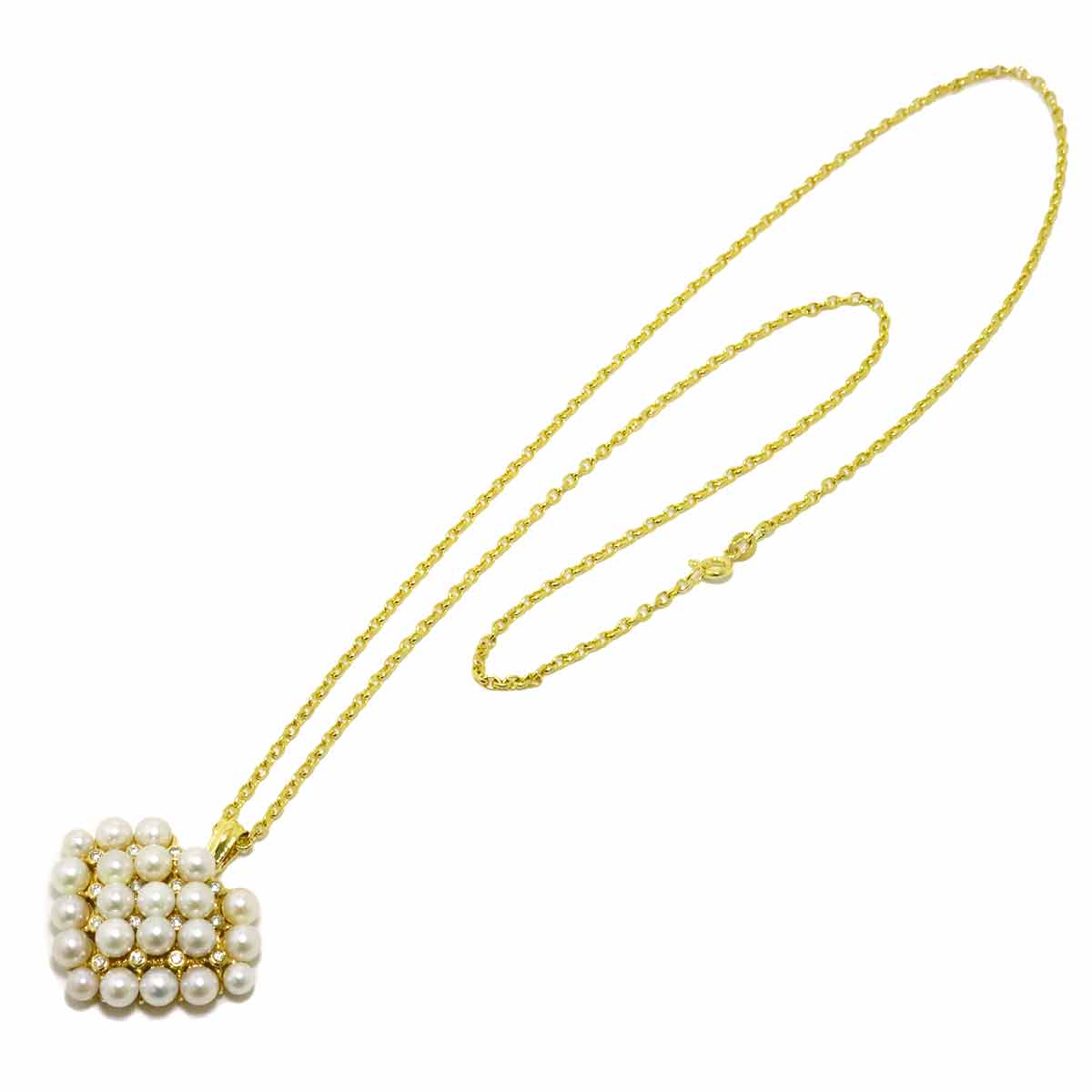 Akoya Pearl 4.9-4.0mm Diamond Necklace 18K YG 750