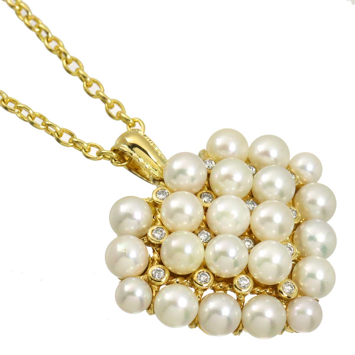 Akoya Pearl 4.9-4.0mm Diamond Necklace 18K YG 750