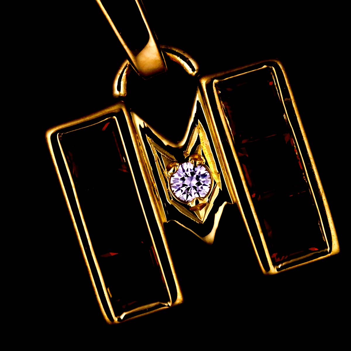 Ruby Diamond Pendant Top 18K Yellow Gold 750