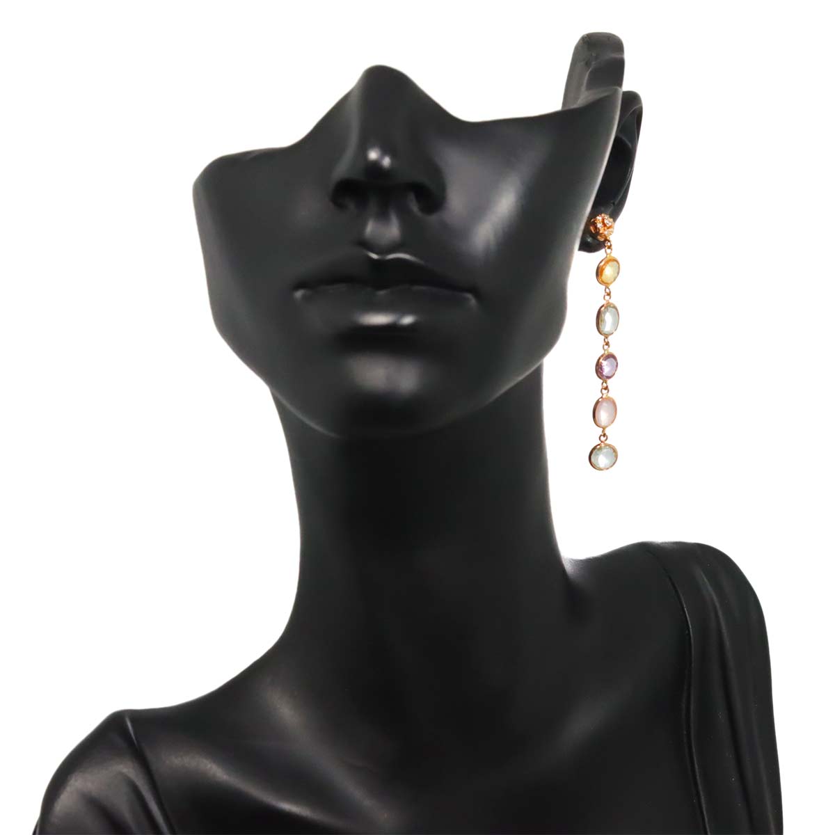 Quartz Diamond Earrings Pierced 18K PG Pink Gold 750