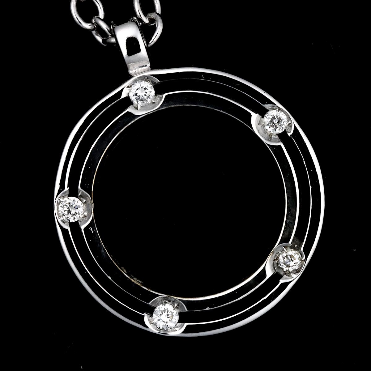 D-SIDE Onyx Diamond Necklace 18K White Gold 750