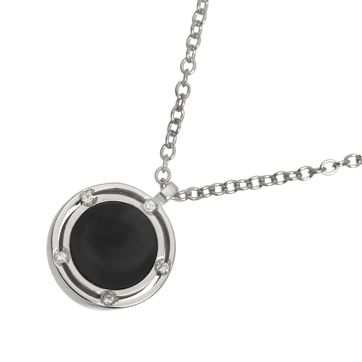 D-SIDE Onyx Diamond Necklace 18K White Gold 750