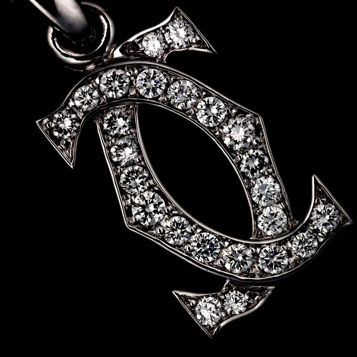 2C Diamond Charm Pendant Top 18K White Gold 750