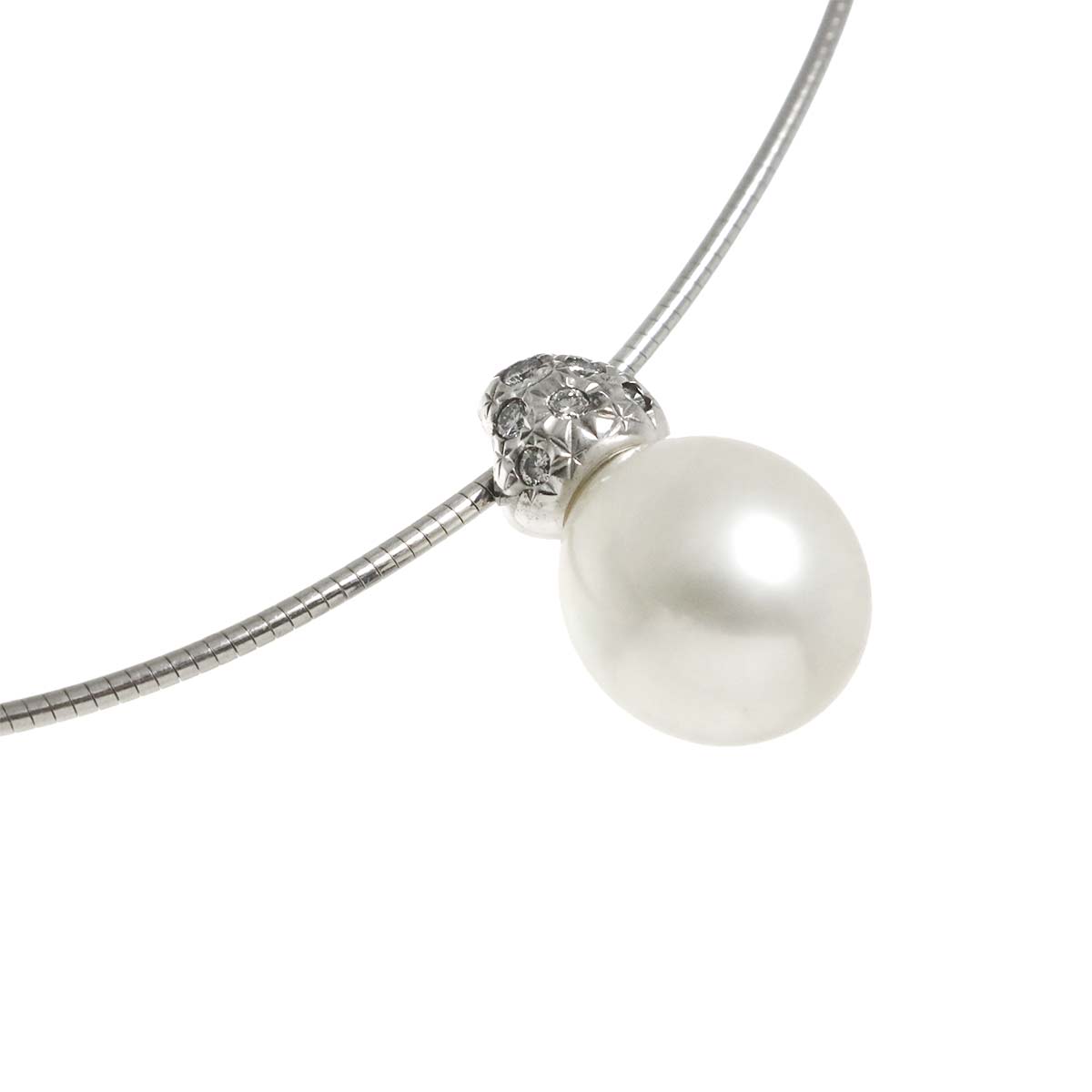 South Sea pearl 10.4mm Diamond 0.05ct Necklace 18K WG 750