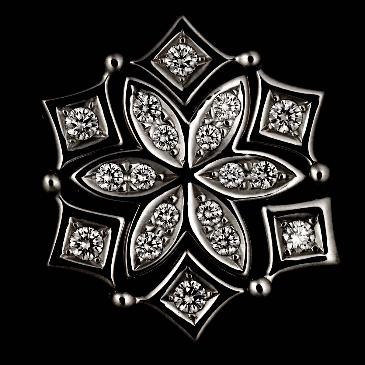 Diamond 0.37ct Pendant Top 18K White Gold 750