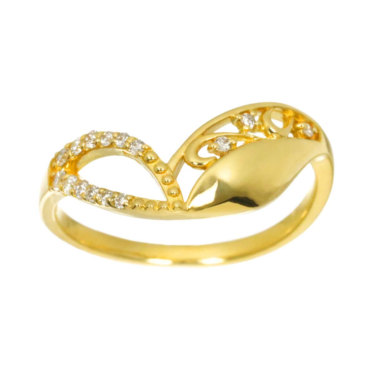 Diamond 0.10ct Ring 18K YG Yellow Gold 750 size5.5-5.75(US)