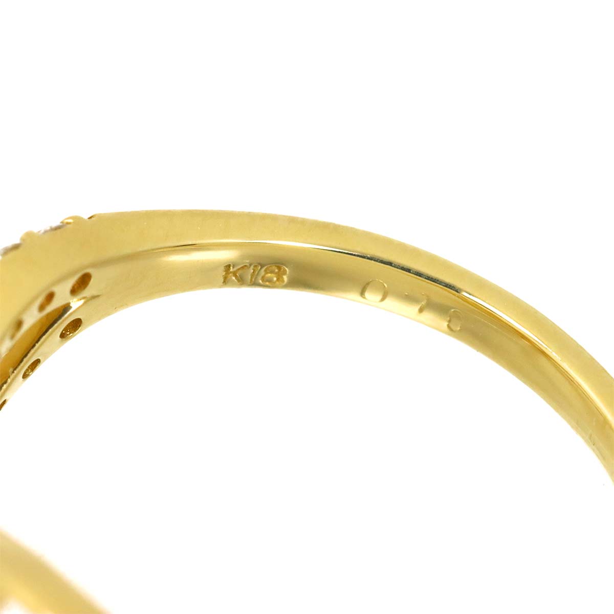 Diamond 0.10ct Ring 18K YG Yellow Gold 750 size5.5-5.75(US)