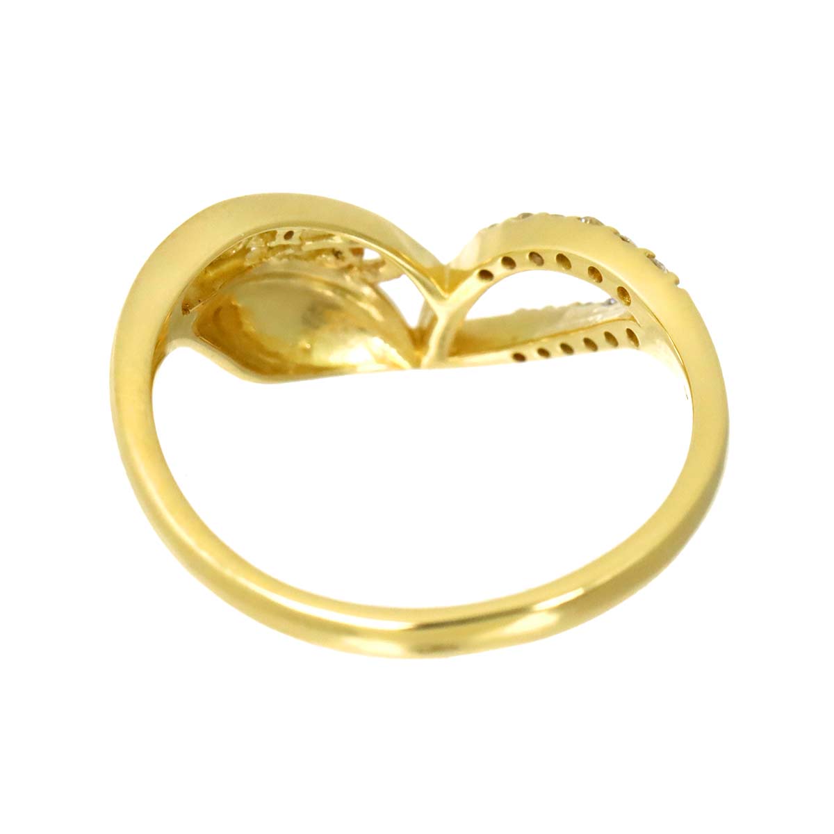 Diamond 0.10ct Ring 18K YG Yellow Gold 750 size5.5-5.75(US)