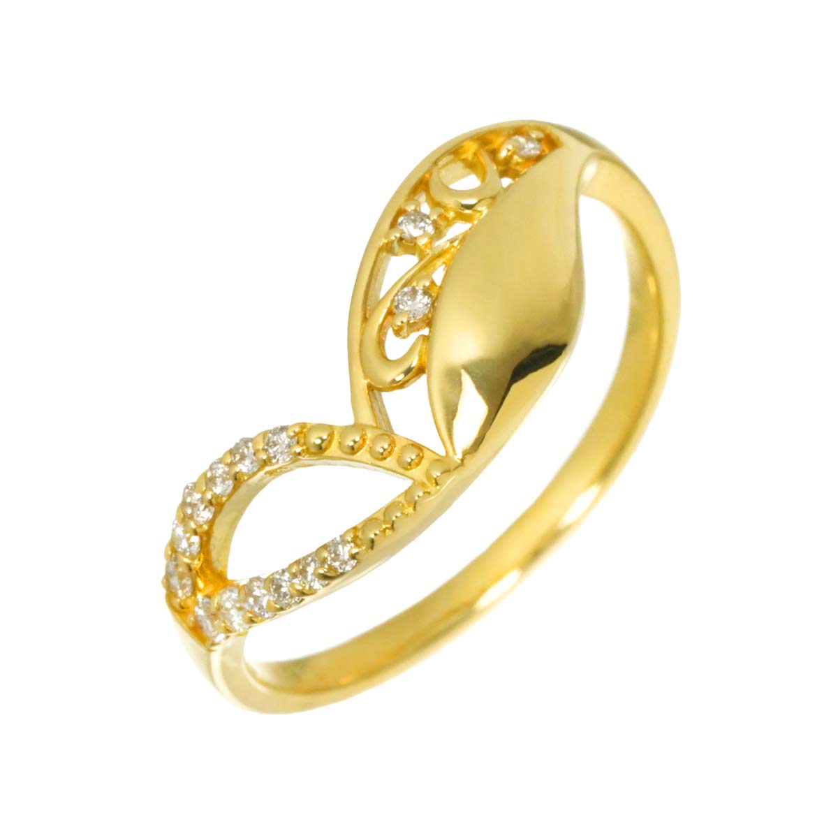 Diamond 0.10ct Ring 18K YG Yellow Gold 750 size5.5-5.75(US)