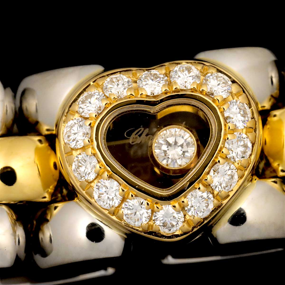 Happy Diamond Ring 18K YG 750 SS Size6.5-6.75(US)