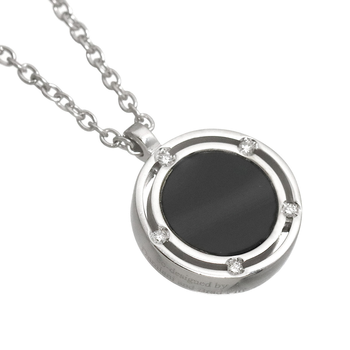 D-SIDE Onyx Diamond Necklace 18K White Gold 750