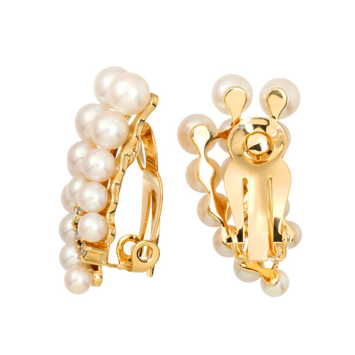 Akoya Pearl Diamond 0.08ct/0.08ct Earrings Clip on 18K PG 750