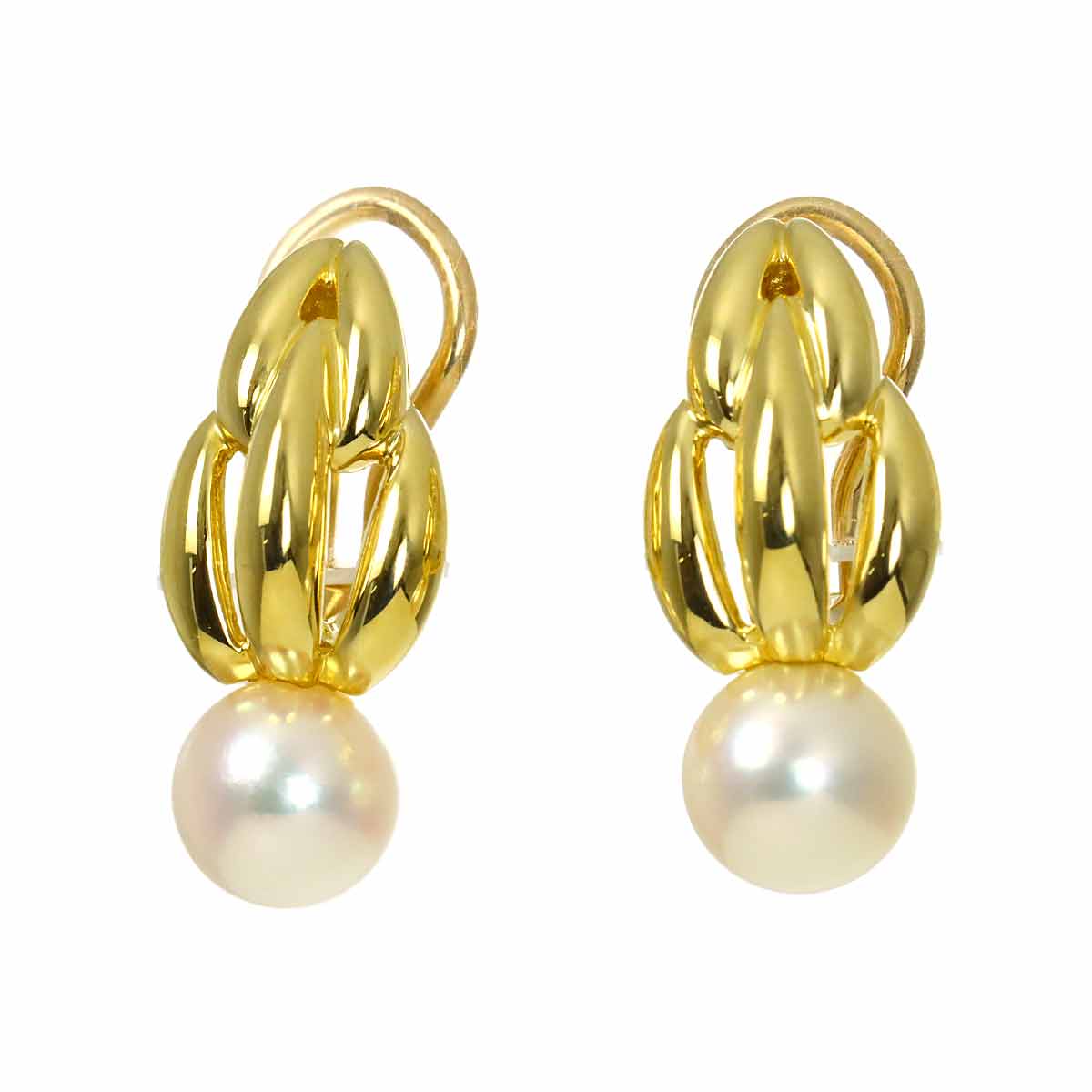 Akoya Pearl 7.2mm Earrings Clip on 18K Yellow Gold 750