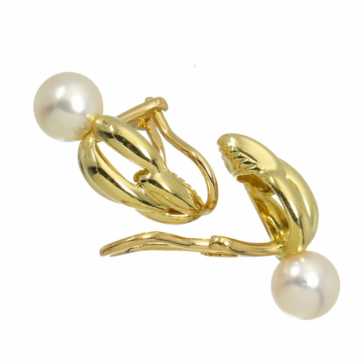 Akoya Pearl 7.2mm Earrings Clip on 18K Yellow Gold 750