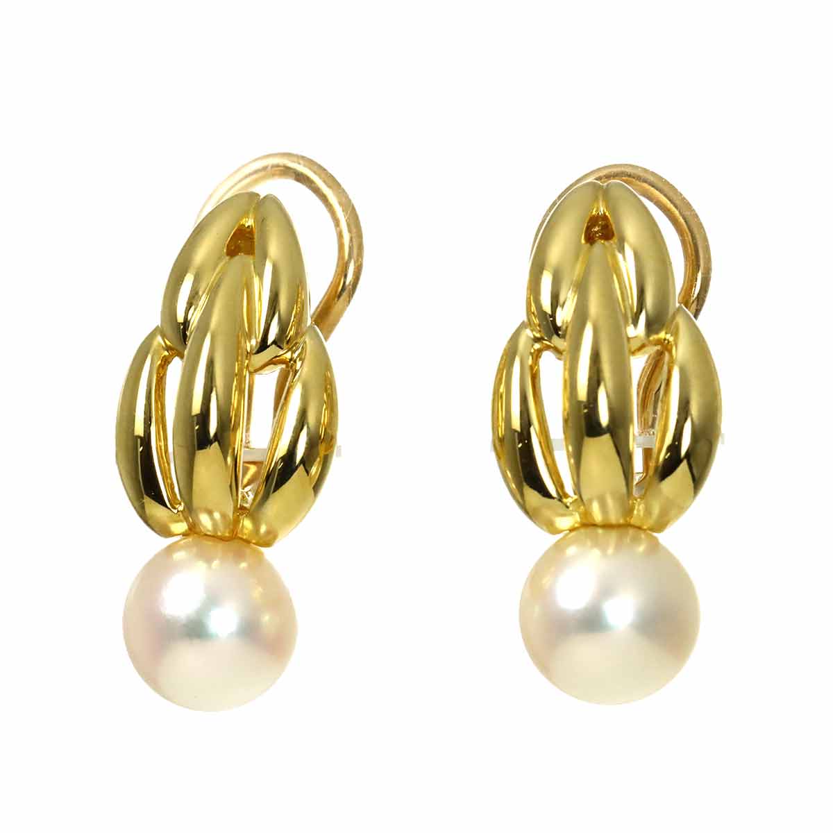 Akoya Pearl 7.2mm Earrings Clip on 18K Yellow Gold 750