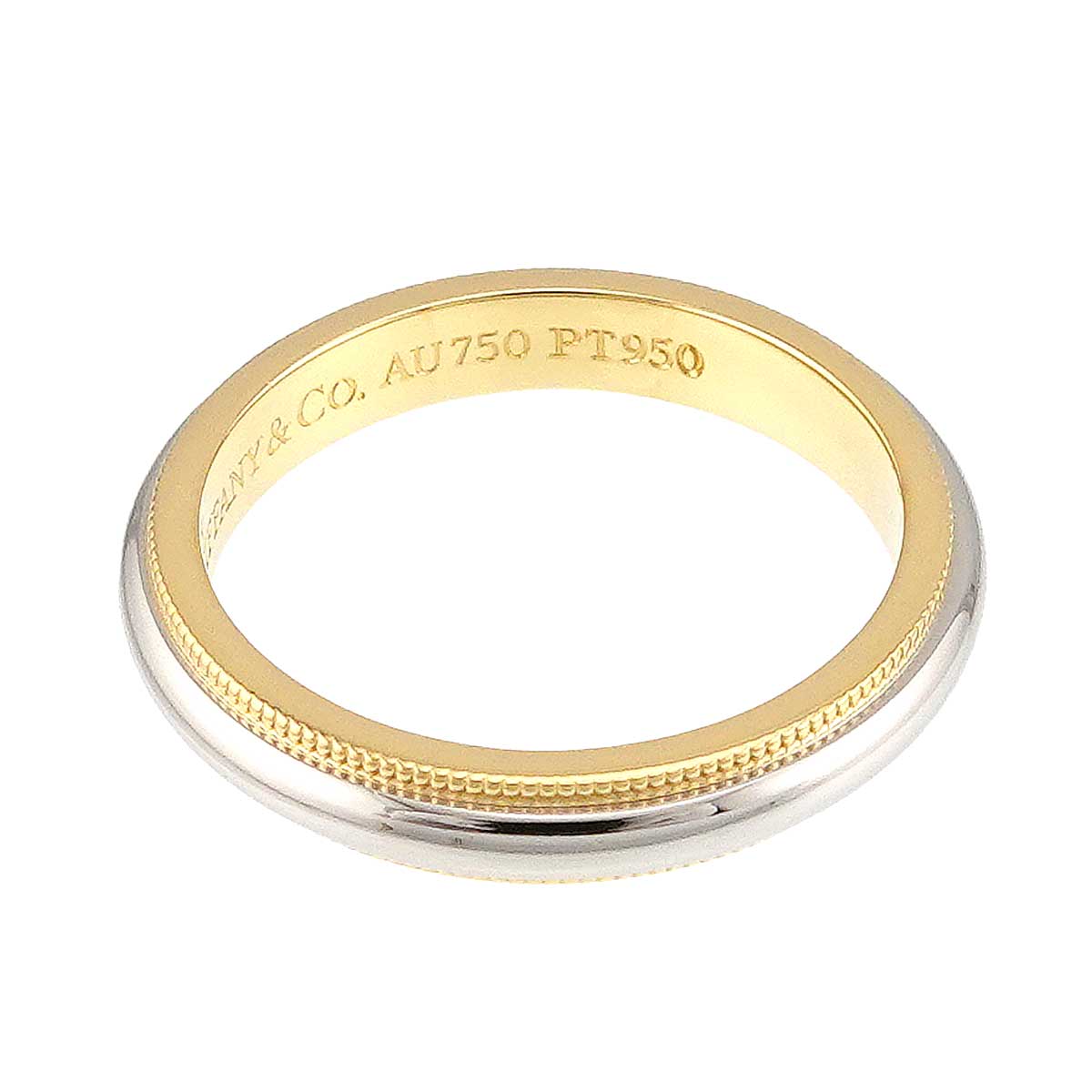 Milgrain Band Ring 18K 750 YG Pt Platinum Size6.25-6.5(US)