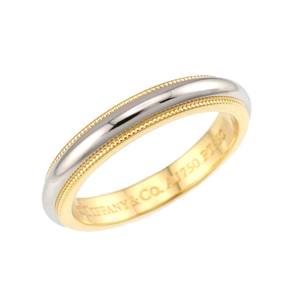 Milgrain Band Ring 18K 750 YG Pt Platinum Size6.25-6.5(US)