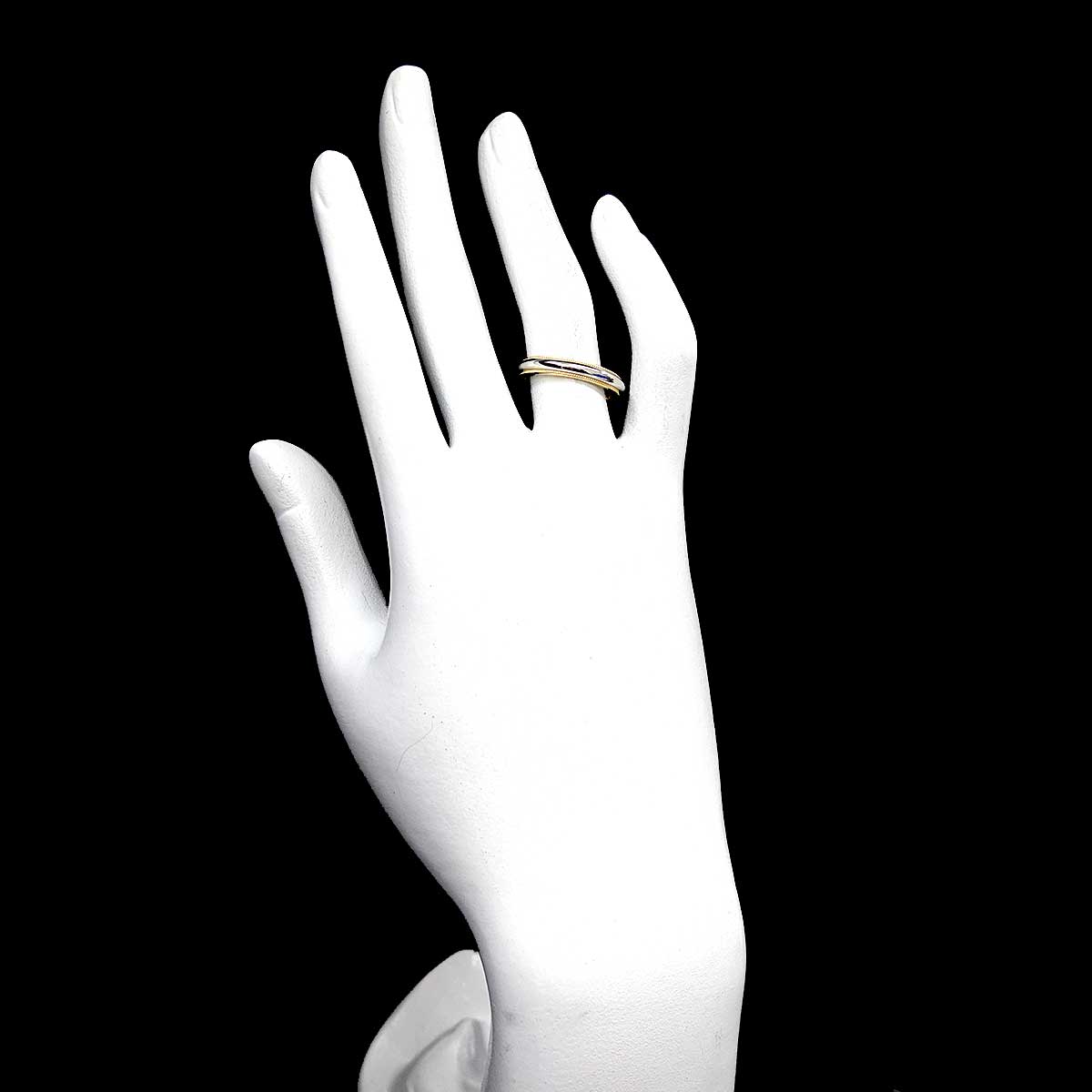 Milgrain Band Ring 18K 750 YG Pt Platinum Size6.25-6.5(US)