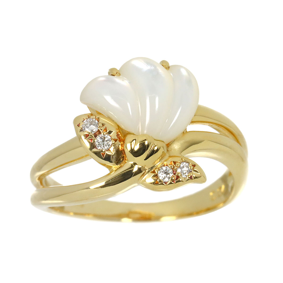 MOP Diamond 0.04ct Ring 18K YG size6-6.25(US)