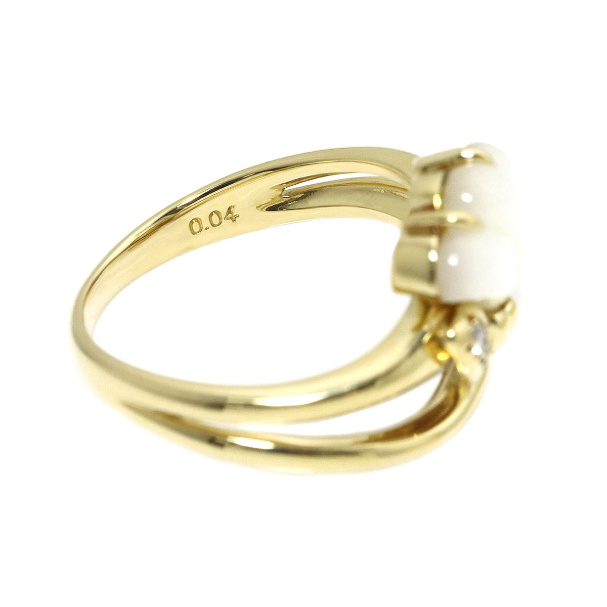MOP Diamond 0.04ct Ring 18K YG size6-6.25(US)