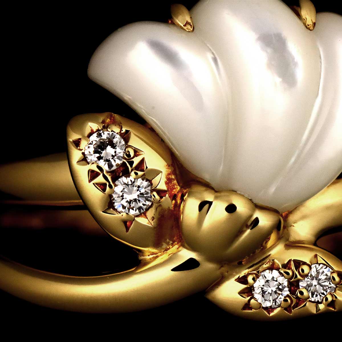 MOP Diamond 0.04ct Ring 18K YG size6-6.25(US)