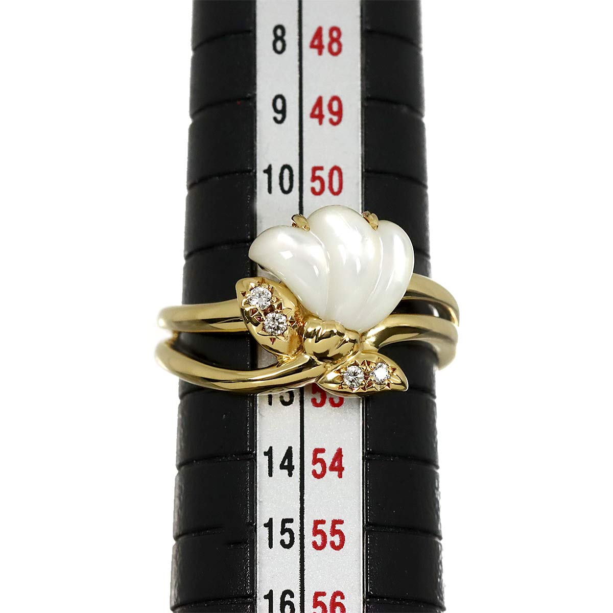 MOP Diamond 0.04ct Ring 18K YG size6-6.25(US)