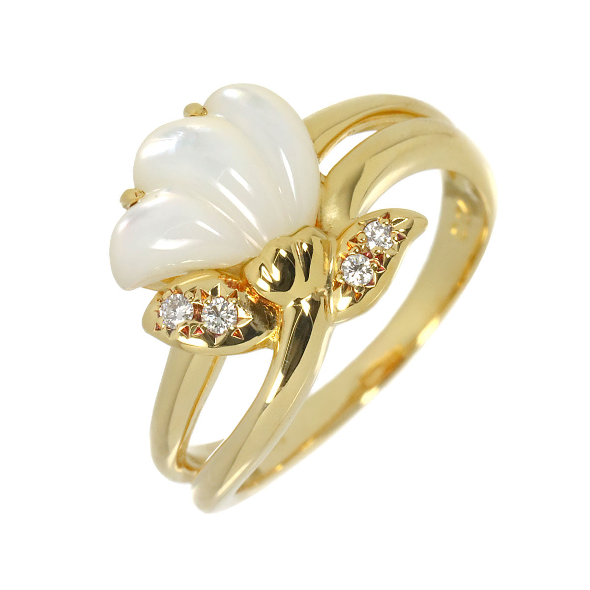 MOP Diamond 0.04ct Ring 18K YG size6-6.25(US)