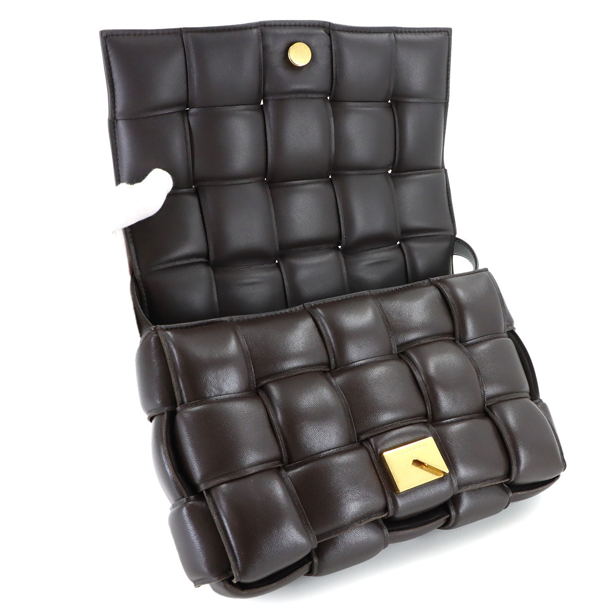 Intrecciato Padded Cassette Shoulder Bag Brown 591970
