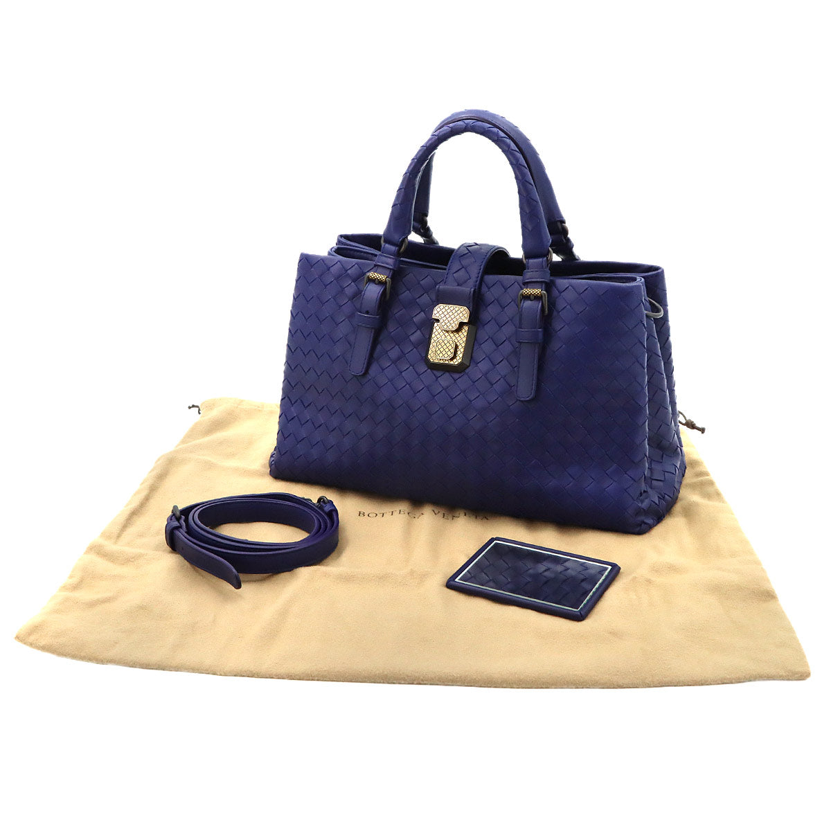 Intrecciato Small Roma Tote Shoulder Bag Leather Purple