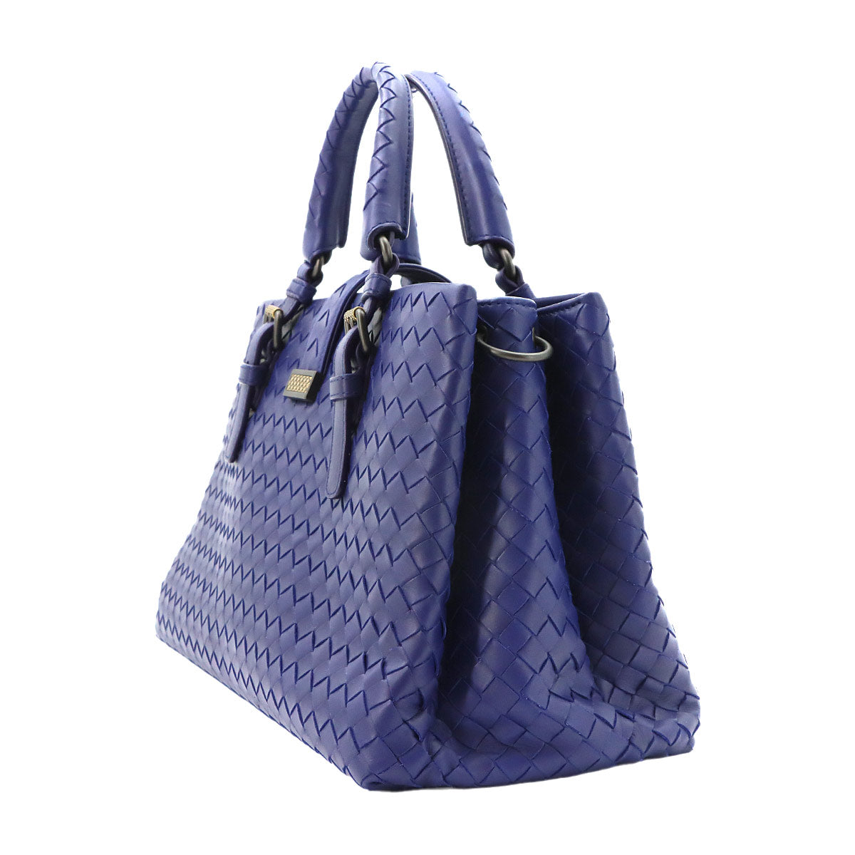 Intrecciato Small Roma Tote Shoulder Bag Leather Purple