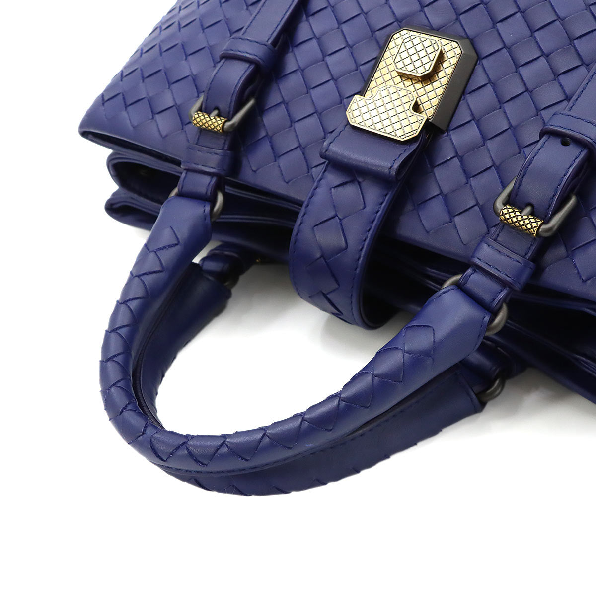 Intrecciato Small Roma Tote Shoulder Bag Leather Purple