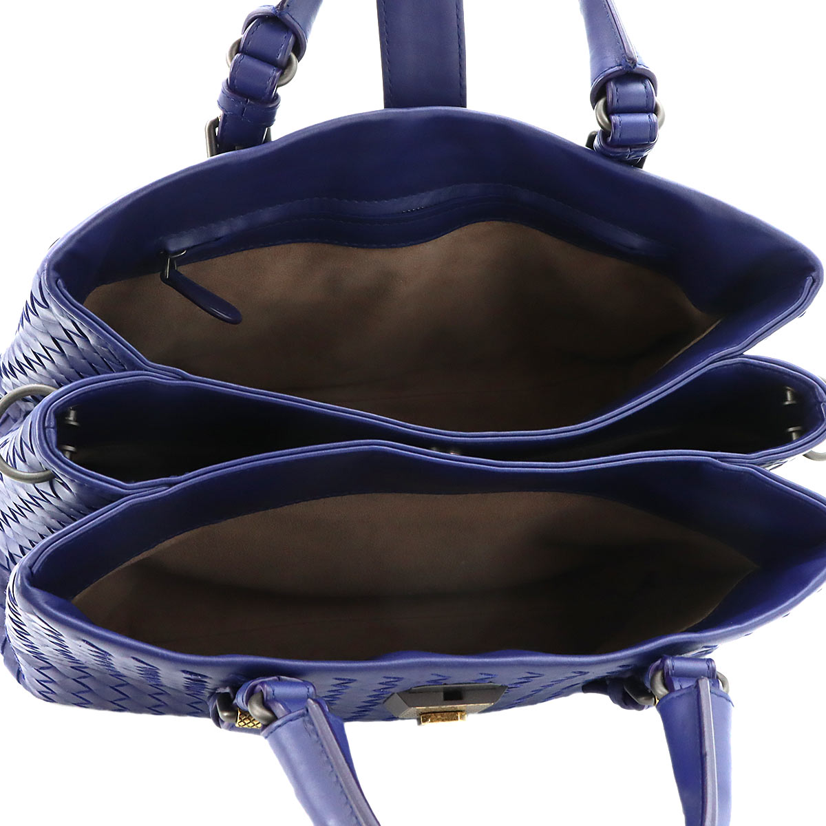 Intrecciato Small Roma Tote Shoulder Bag Leather Purple