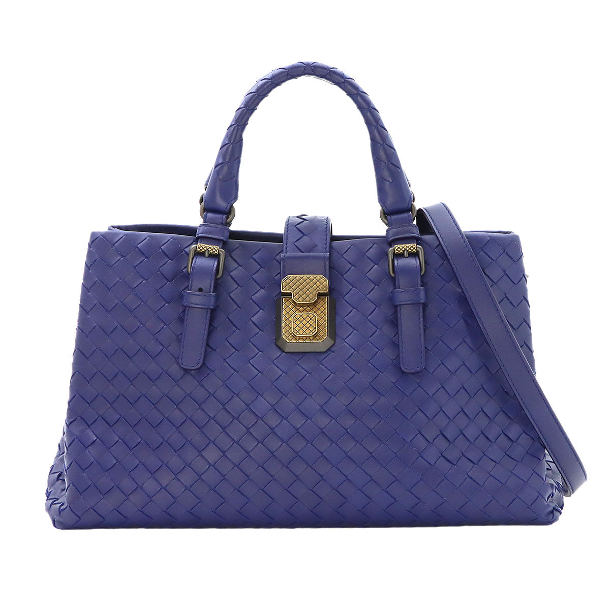Intrecciato Small Roma Tote Shoulder Bag Leather Purple