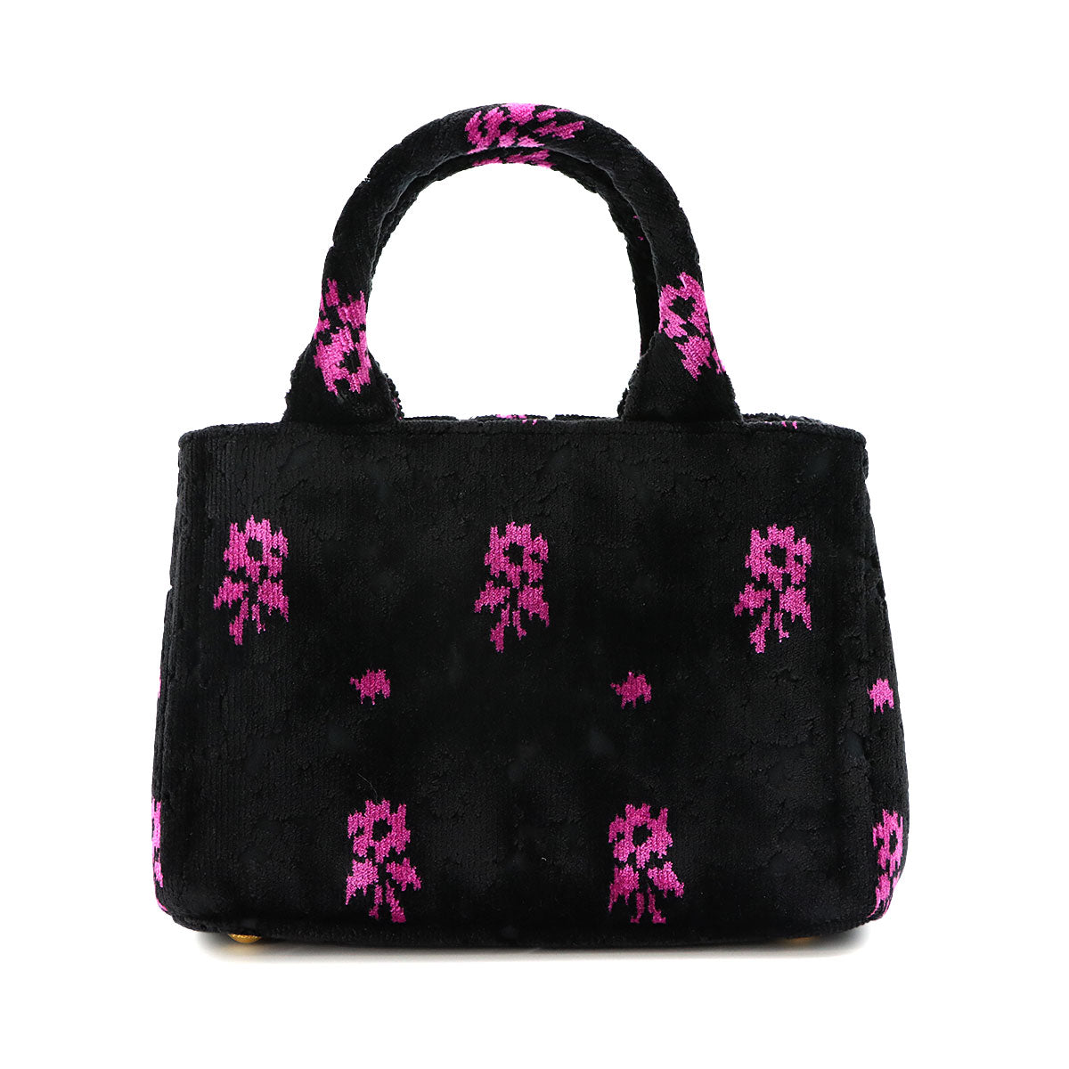 Canapa Mini Hand Shoulder Bag Velour Leather Nero Pink 1BA038