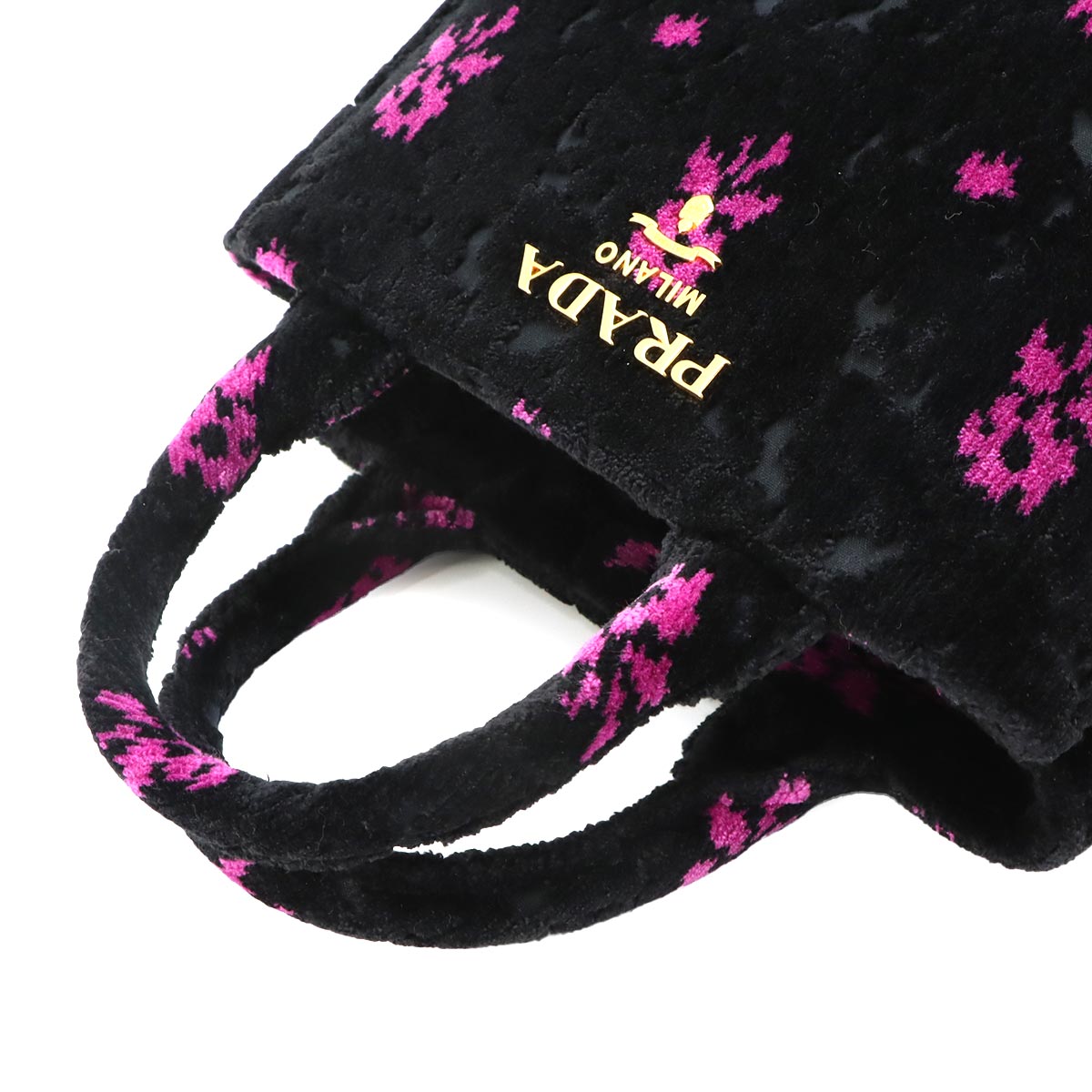 Canapa Mini Hand Shoulder Bag Velour Leather Nero Pink 1BA038