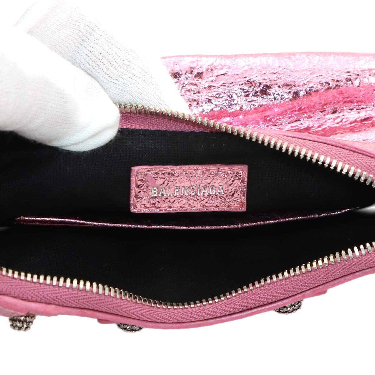 Le Cagole Mini Chain Hand Shoulder Bag Metalic pink 695814