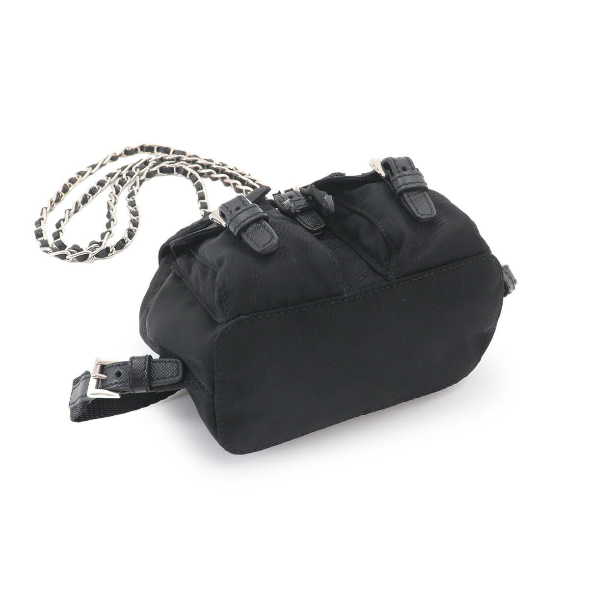 Mini Chain Shoulder Bag Nylon Leather Black BZ0029 Backpack