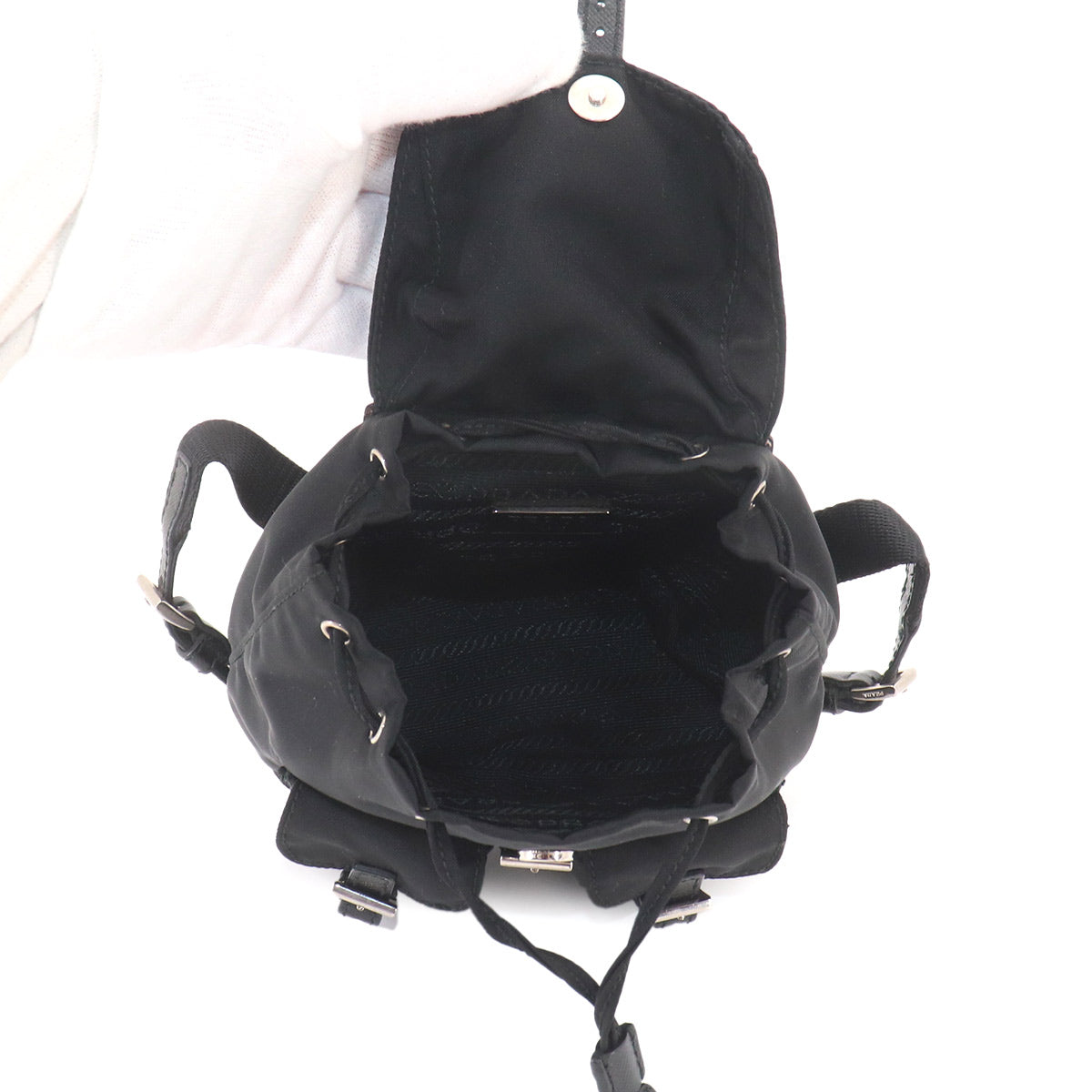 Mini Chain Shoulder Bag Nylon Leather Black BZ0029 Backpack